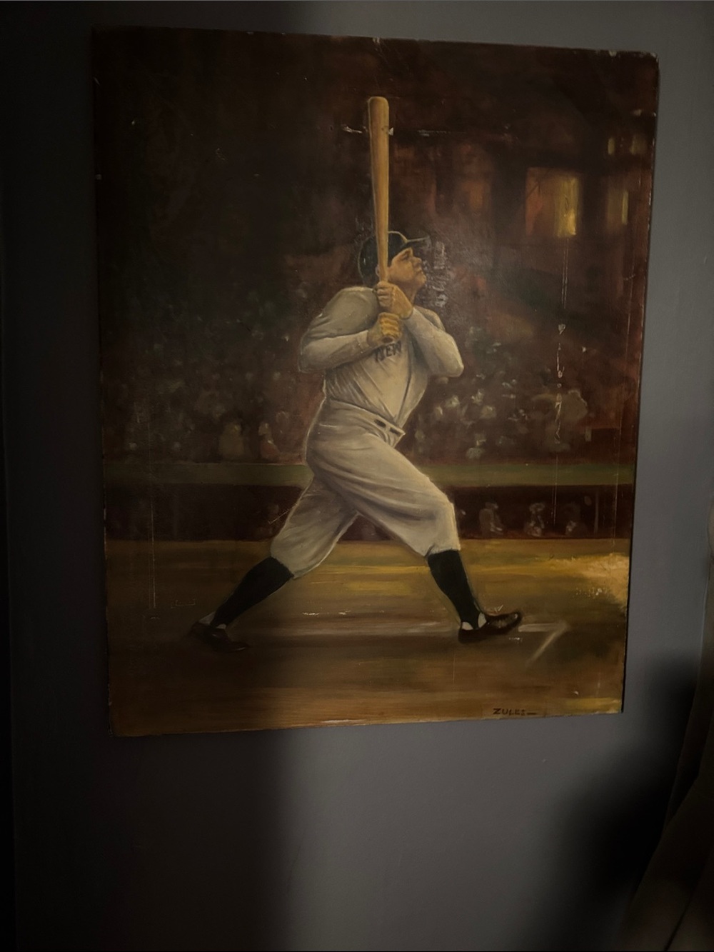 Vintage  Babe Ruth Handpainted Canvas